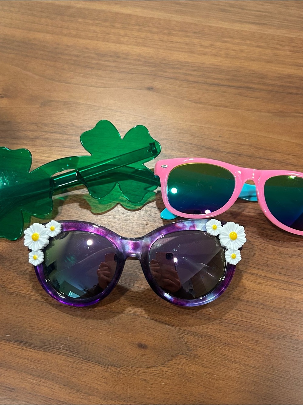 Kids Purple Daisy Accent Sunglasses set of three